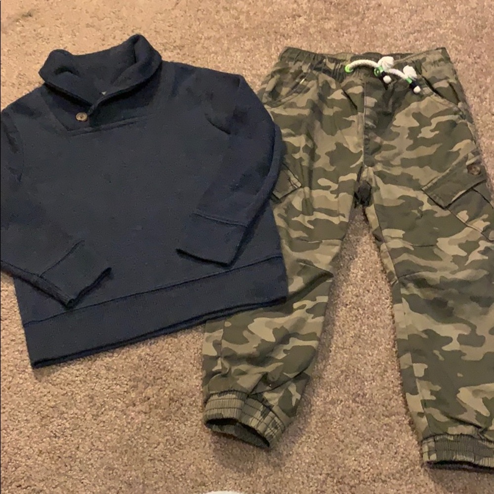 3t Boys Sweater and Camo Pants (extra warm)
